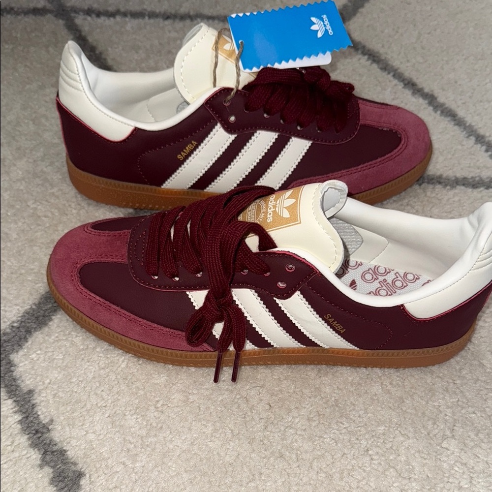 Adidas Samba Burgundy Sneakers, women’s size 9 or men’s size 7, BRAND NEW